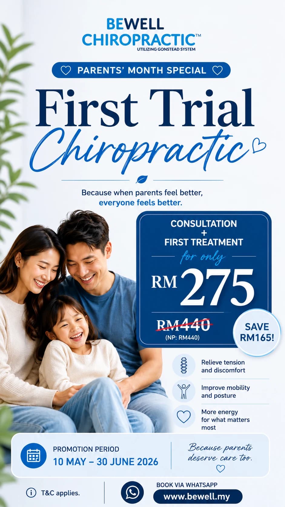 Bewell Chiropractic Parents' Month Special — RM275 first trial